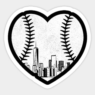 Baseball Heart New York Skyline Sticker